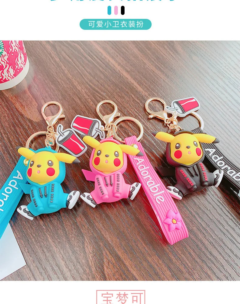 Pokemon Keychain Pikachu Anime Action Figure Toy Kawaii Cartoon Fashion Charmander Psyduck Doll Keyring Car Bag Pendant Kid Gift