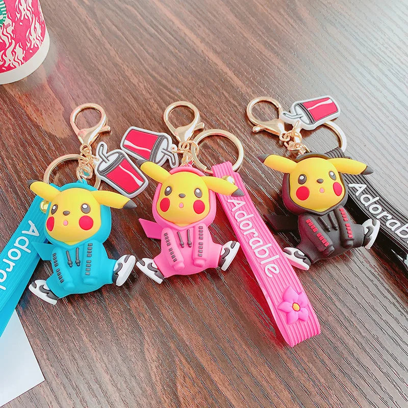 Pokemon Keychain Pikachu Anime Action Figure Toy Kawaii Cartoon Fashion Charmander Psyduck Doll Keyring Car Bag Pendant Kid Gift