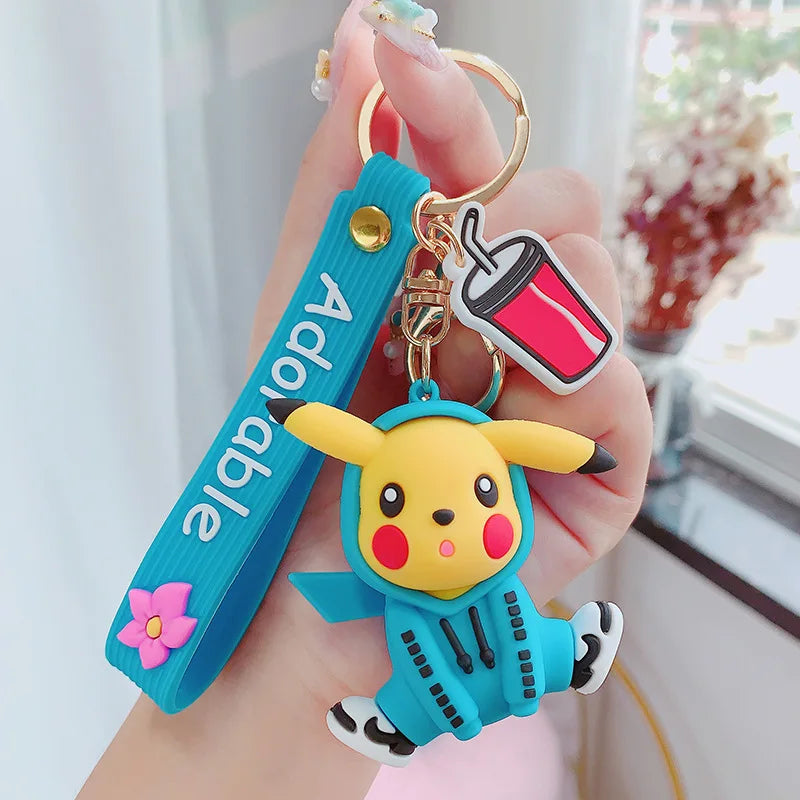 Pokemon Keychain Pikachu Anime Action Figure Toy Kawaii Cartoon Fashion Charmander Psyduck Doll Keyring Car Bag Pendant Kid Gift