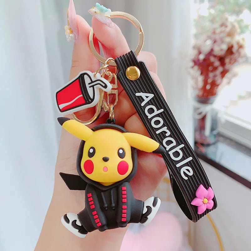 Pokemon Keychain Pikachu Anime Action Figure Toy Kawaii Cartoon Fashion Charmander Psyduck Doll Keyring Car Bag Pendant Kid Gift