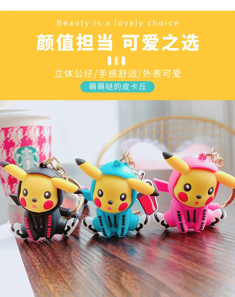 Pokemon Keychain Pikachu Anime Action Figure Toy Kawaii Cartoon Fashion Charmander Psyduck Doll Keyring Car Bag Pendant Kid Gift