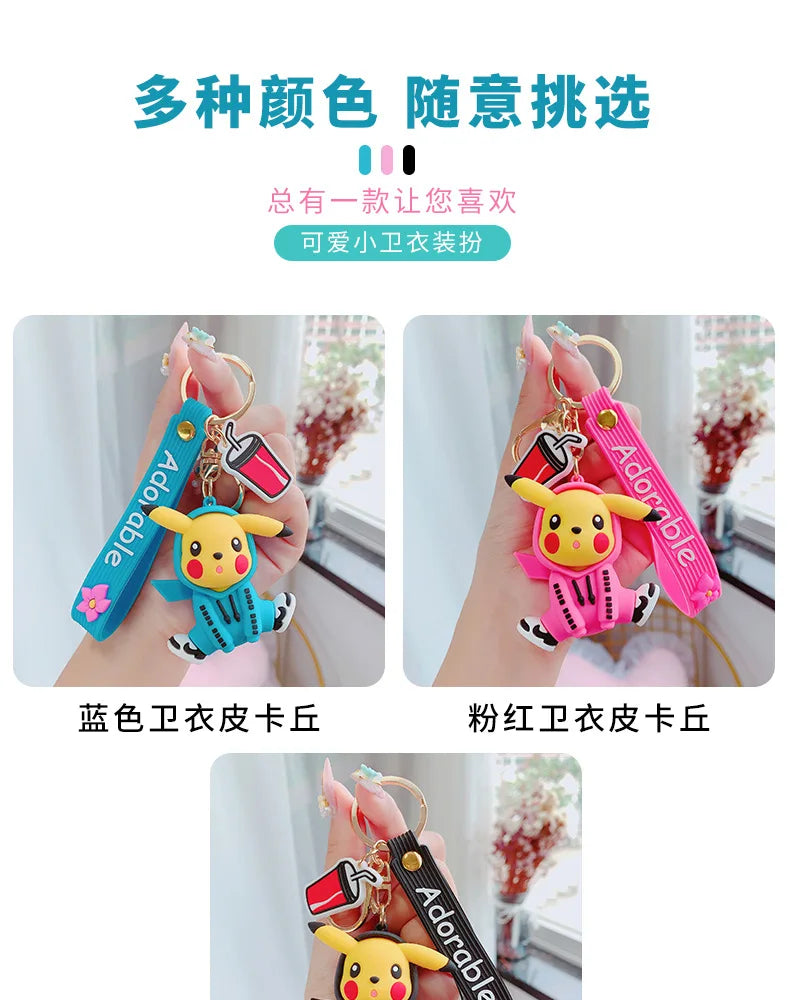 Pokemon Keychain Pikachu Anime Action Figure Toy Kawaii Cartoon Fashion Charmander Psyduck Doll Keyring Car Bag Pendant Kid Gift