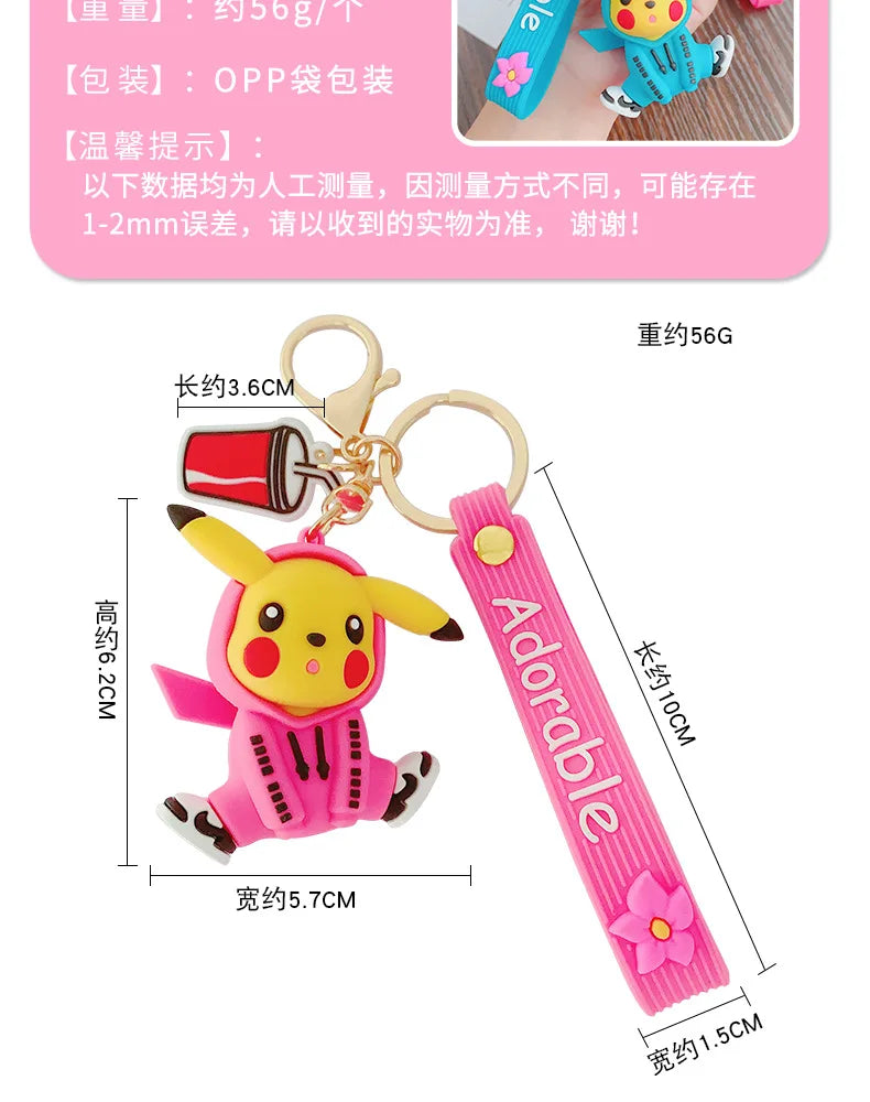 Pokemon Keychain Pikachu Anime Action Figure Toy Kawaii Cartoon Fashion Charmander Psyduck Doll Keyring Car Bag Pendant Kid Gift