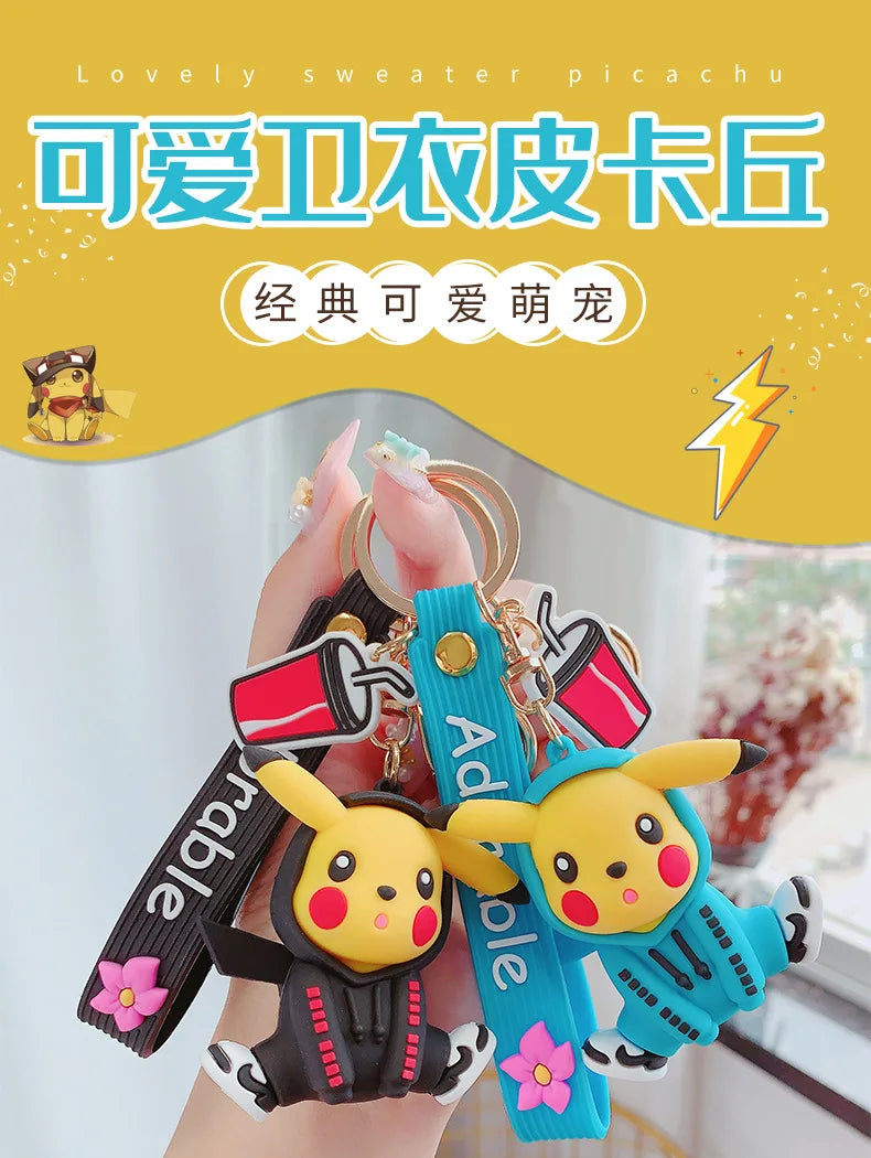 Pokemon Keychain Pikachu Anime Action Figure Toy Kawaii Cartoon Fashion Charmander Psyduck Doll Keyring Car Bag Pendant Kid Gift